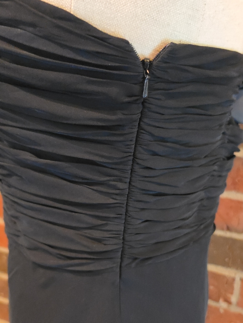 Lauren Ralph Lauren Black Strapless Ruched Bodice Maxi Dress 100% Silk Sz 8 EUC - Picture 4 of 9